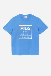 Blue Fila Tenez Tee Men's T Shirts | 684701-NDH
